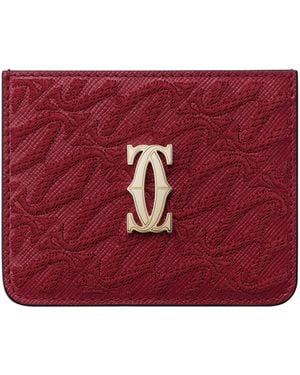 Cartier Leather C De Embroidered Card Holder