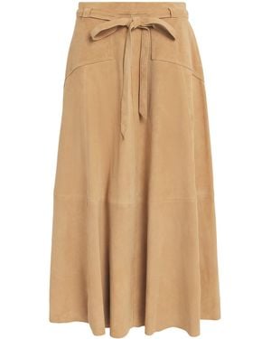 Polo Ralph Lauren Suede Midi Skirt - Natural