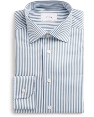 Eton Cotton Stripe Contemporary Fit Shirt - Blue