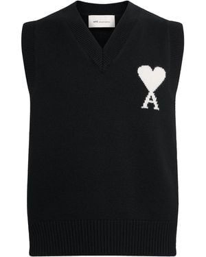 Ami Paris Wool Logo Jumper Vest - Black