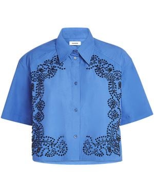 Sandro Cotton Embellished Shirt - Blue
