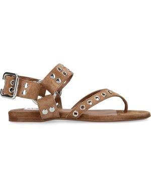 Alaïa Suede Eyelet Thong Sandals - Brown