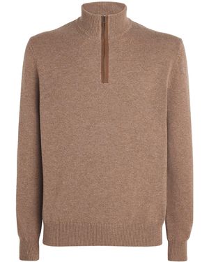 Agnona Cashmere Quarter-Zip Jumper - Brown