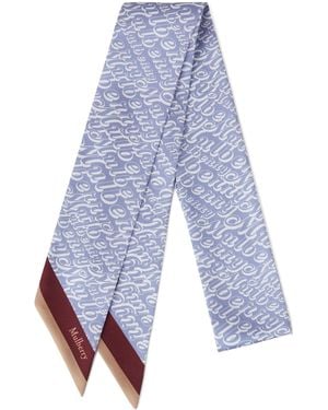 Mulberry Silk Skinny Fantasy Logo Scarf - Blue