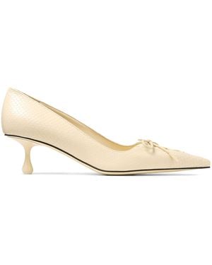 Jimmy Choo Scarlett 50 Leather Lace-Up Pumps - Natural