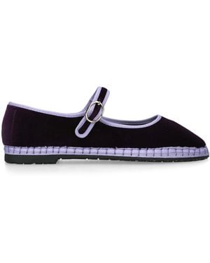 Flabelus Velvet Linton Mary Janes - Black