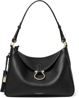 Aspinal of London Grained Leather Bella Shoulder Bag - Black