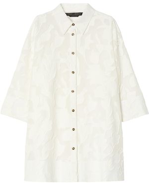 Marina Rinaldi Floral Jacquard Tunic Shirt - White