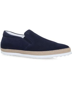 Tod's Suede-Raffia Skate Shoes - Blue