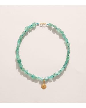 Hermina Athens Beaded Sun Charm Necklace - Metallic