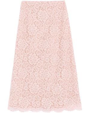 Valentino Lace Midi Skirt - Pink