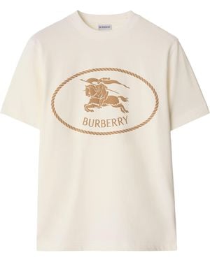 Burberry Cotton Knight Stamp T-Shirt - Natural