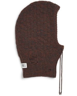 Maison Margiela Wool-Blend Distressed Balaclava - Brown
