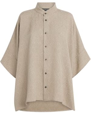 Eskandar Silk Cropped-Sleeve Shirt - Natural