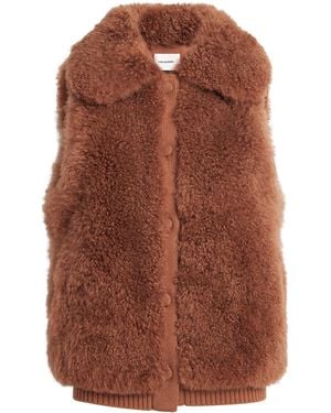 Yves Salomon Cashmere Shearling-Knitted Gilet - Brown