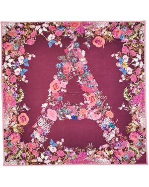 Aspinal of London Silk Floral Scarf - Red