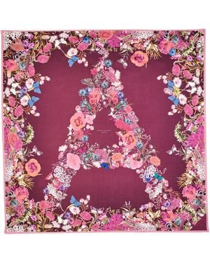 Aspinal of London Silk Floral Scarf - Red