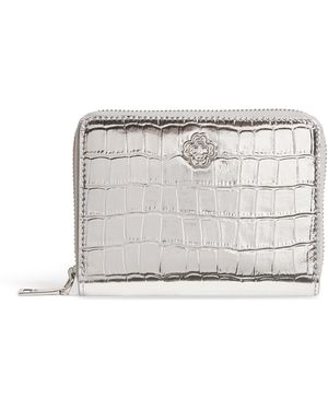 Maje Croc-Embossed Leather Wallet - White