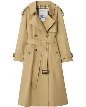 Burberry Long Gabardine Fitzrovia Trench Coat - Natural