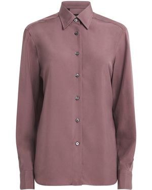 Brioni Silk Button-Up Shirt - Purple