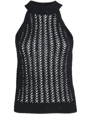 Eleventy Cotton-Linen Sequin Sleeveless Jumper - Black