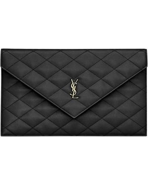 Saint Laurent Quilted Leather Uptown Clutch Bag - Black