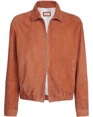 Brunello Cucinelli Suede Zip-Up Jacket - Brown