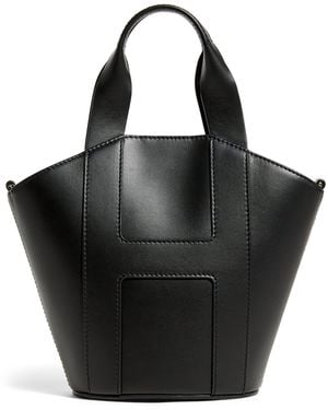 Harrods Grab Leather Tote Bag - Black