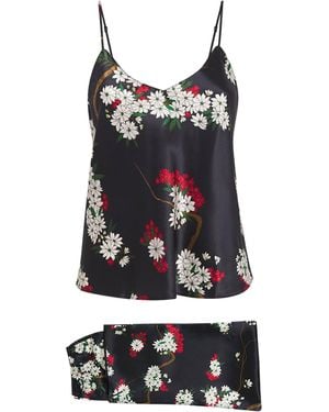 Olivia Von Halle Silk Floral Bliss Pyjama Set - Black