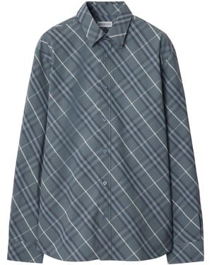Burberry Cotton Check Shirt - Blue