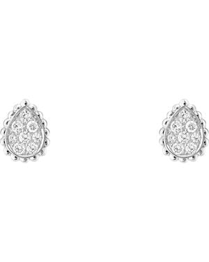 Boucheron Extra Small And Diamond Serpent Bohème Motif Earrings - White