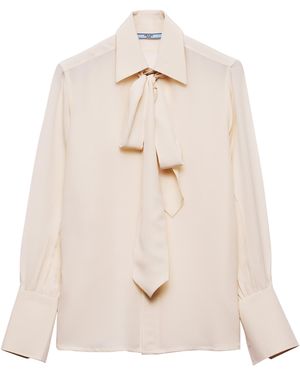 Prada Silk Marocain Blouse - Natural