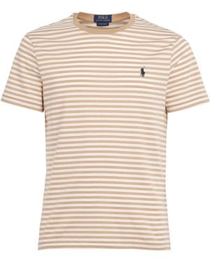Polo Ralph Lauren Cotton Stripe Polo Pony Slim T-Shirt - Natural