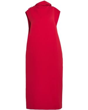 Carven Crepe Scarf-Detail Midi Dress - Red
