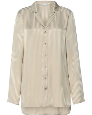Hanro Stripe Long-Sleeve Pyjama Shirt - Natural
