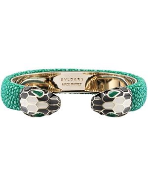 BVLGARI Leather Serpenti Forever Bangle (Medium) - Green