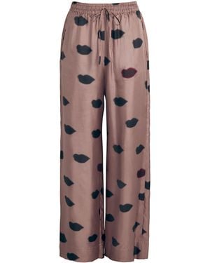 Stella McCartney Silk Lips Trousers - Brown