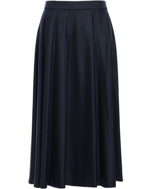 Max Mara Virgin Wool Midi Skirt - Blue
