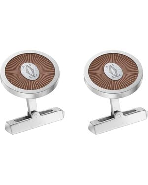 Cartier Sterling And Lacquer Double C De Cufflinks - Metallic