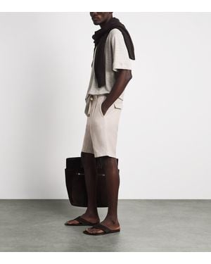 Eleventy Linen Drawstring Bermuda Shorts - White