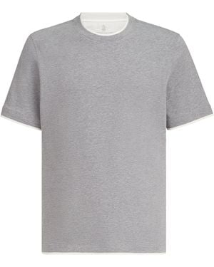 Brunello Cucinelli Cotton Faux-Layered T-Shirt - Grey