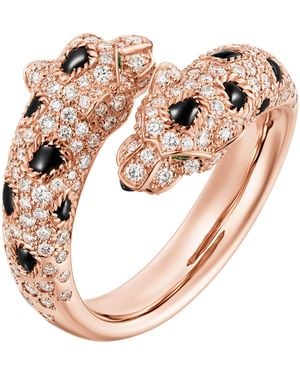 Cartier Diamond, Emerald And Onyx Panthère De Ring - Pink