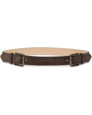 Max Mara Suede Double-Buckle Belt - Brown