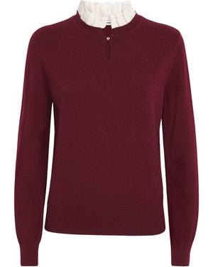 Sandro Wool Ruffle-Neck Jumper - Red