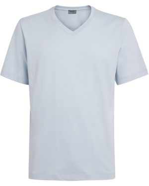 Hanro Cotton Living V-Neck T-Shirt - Blue