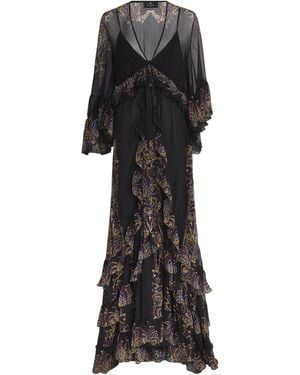 Etro Silk Paisley Maxi Dress - Black