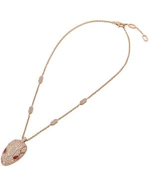 BVLGARI Diamond And Rubellite Serpenti Necklace - White