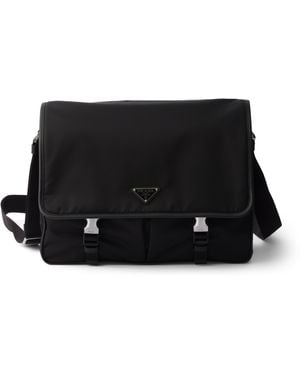 Prada Re-Nylon And Saffiano Leather Shoulder Bag - Black