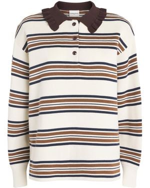 Claudie Pierlot Ruffled-Collar Rugby Polo Jumper - White