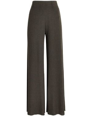 Agnona Cashmere-Wool-Silk Corteccia Stitch Trousers - Grey